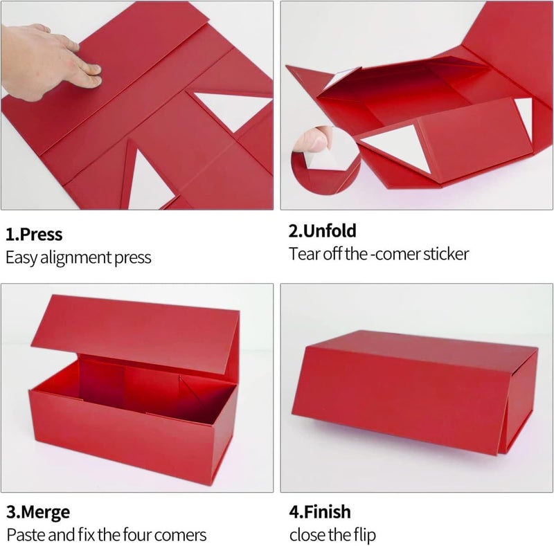 ROSTELACK Gift Boxe 12" x 6" x 4" with Magnetic Closure Lid Gift Boxes for Presents,Bridesmaid Gifts Box,Cute Box,Birthday Gift box,Luxury for Gift Packaging, Magnetic Gift Box for Wrapping Gifts (Red) - Image 3